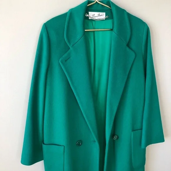 Vintage Kelly Green Wool Oversized Tailored Long Maxi Coat L - Picture 9 of 12